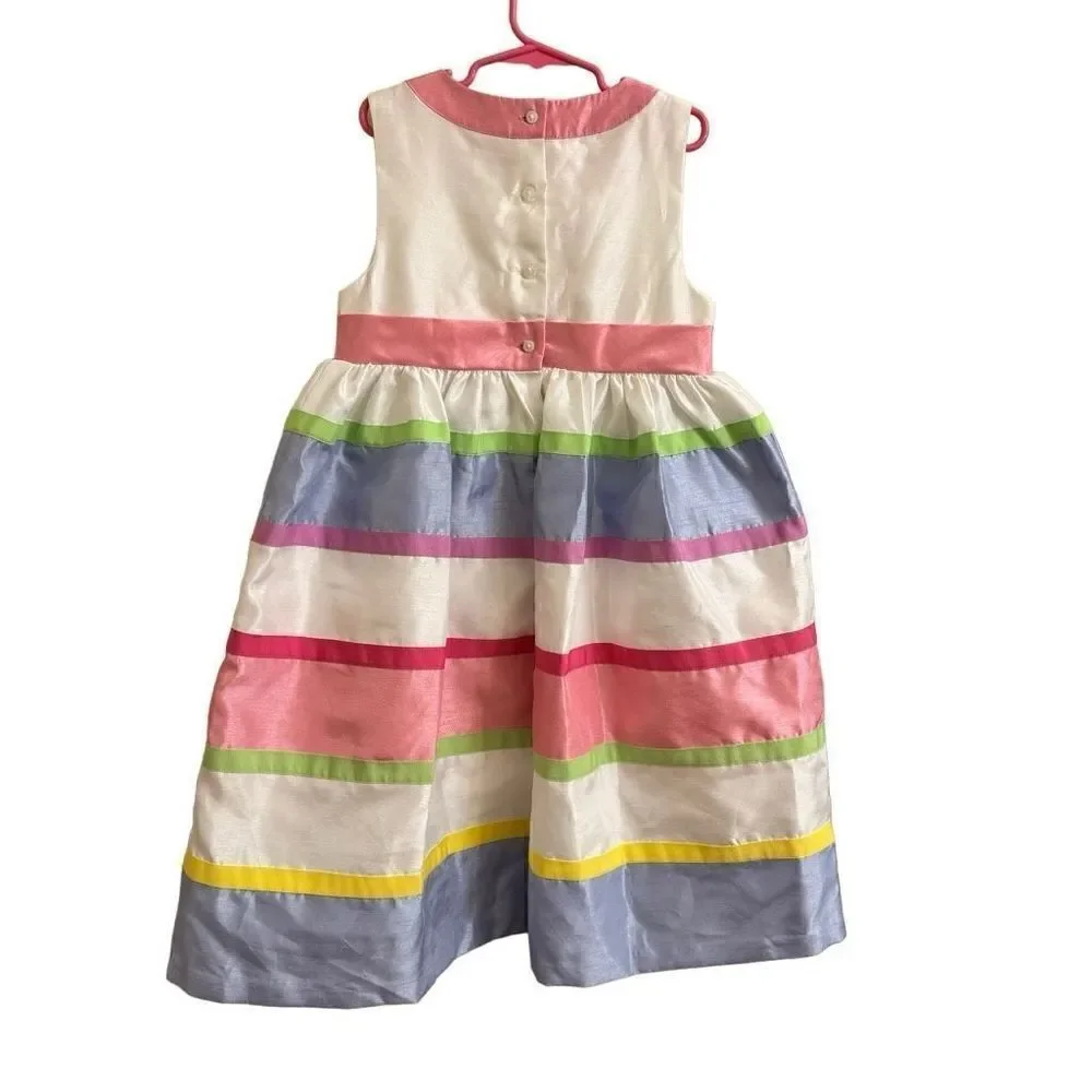 Gymboree Satin Sleeveless Pastel Striped Easter Dress Size 8 NEW Pink Purple